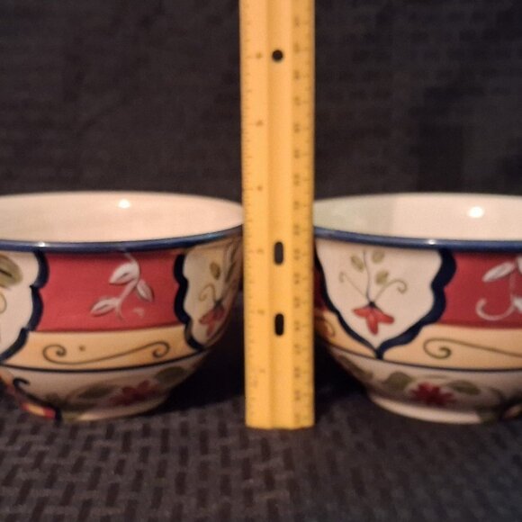 SET OF 2 Pier 1 VALLARTA 5 7/8" Soup, Cereal Bowls. Red, Blue, Yellow & Beige - Picture 6 of 9